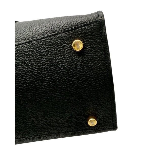 Coach Gold/Black Channing Polished Pebble & Crossgrain Leather Carryall (73568) - Picture 6 of 13